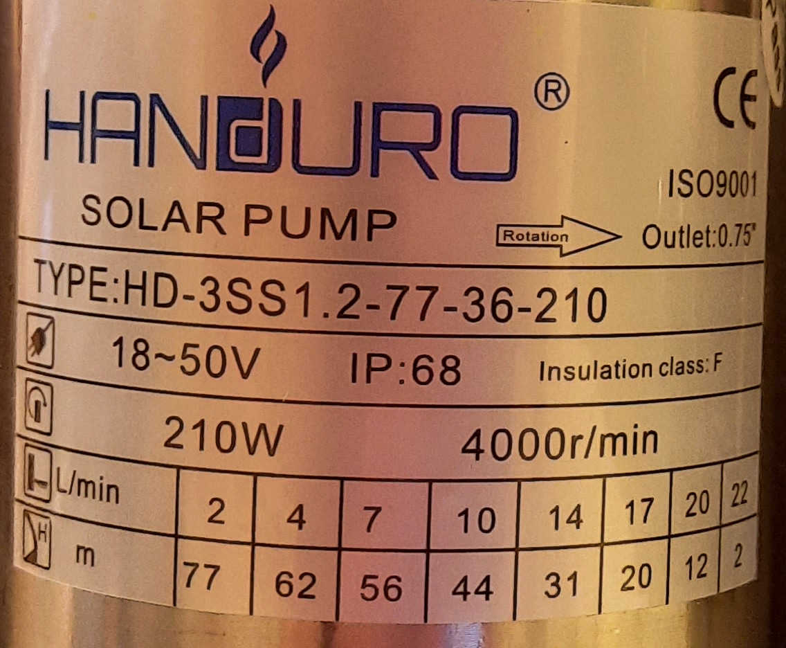 bomba solar Handuro 210W 77Mts HD-3SS1.2-77-36-210 - Imagen 5