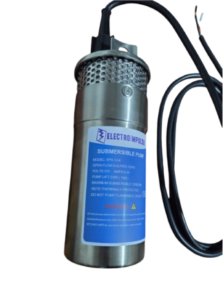 Bomba Sumergible Metálica 12v 8l/min 70m Elevación 10cm Diametro